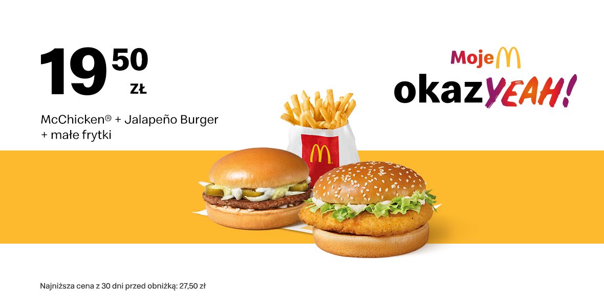 McDonald's: 19,50 zł McChicken® + Jalapeno burger + Małe frytki 06.05.2024