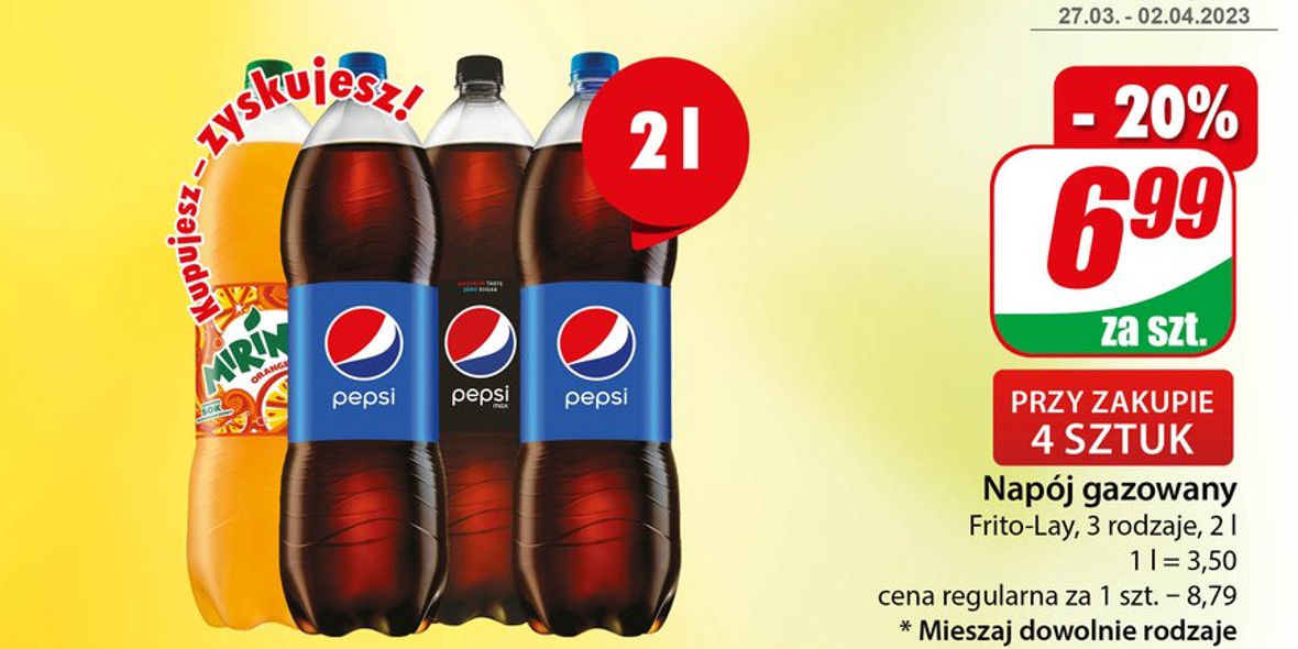 Dino: -20% na napoje Pepsi i Mirinda 27.03.2023