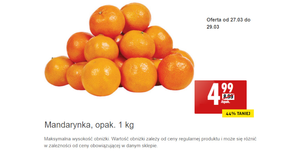 Biedronka: -44% na mandarynki, opak. 1 kg 27.03.2023