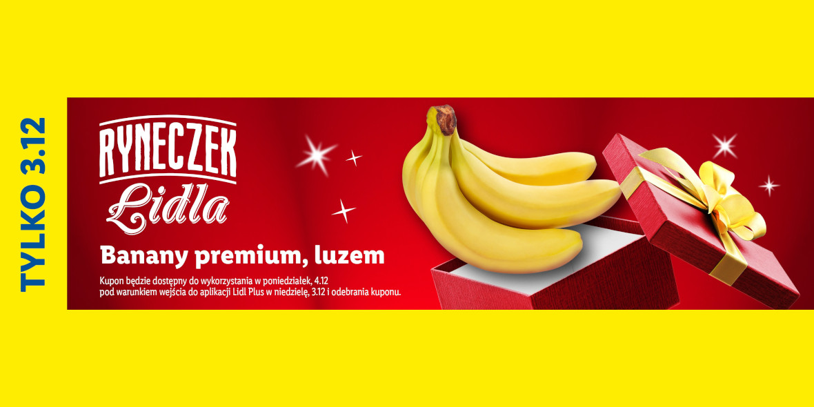 Lidl: KUPON na banany premium, luzem 03.12.2023