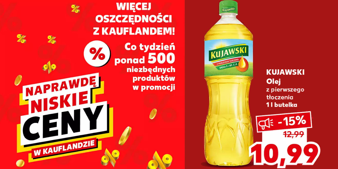 Kaufland: -15% na olej Kujawski z pierwszego tłoczenia 22.09.2022