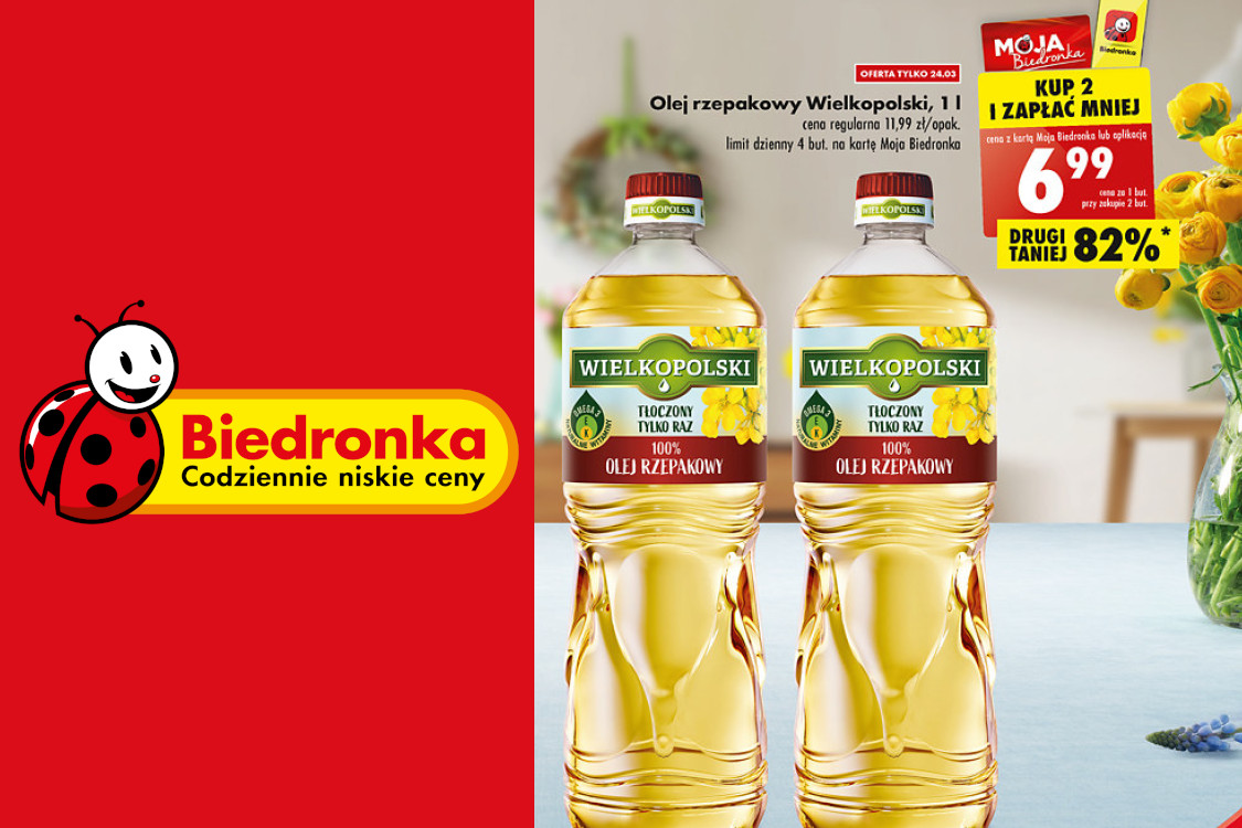 : -82% na olej rzepakowy Wielkopolski, 1 l