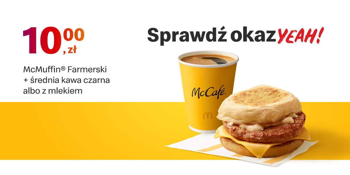 McDonald's: 10 zł McMuffin® Farmerski + średnia kawa 27.06.2022