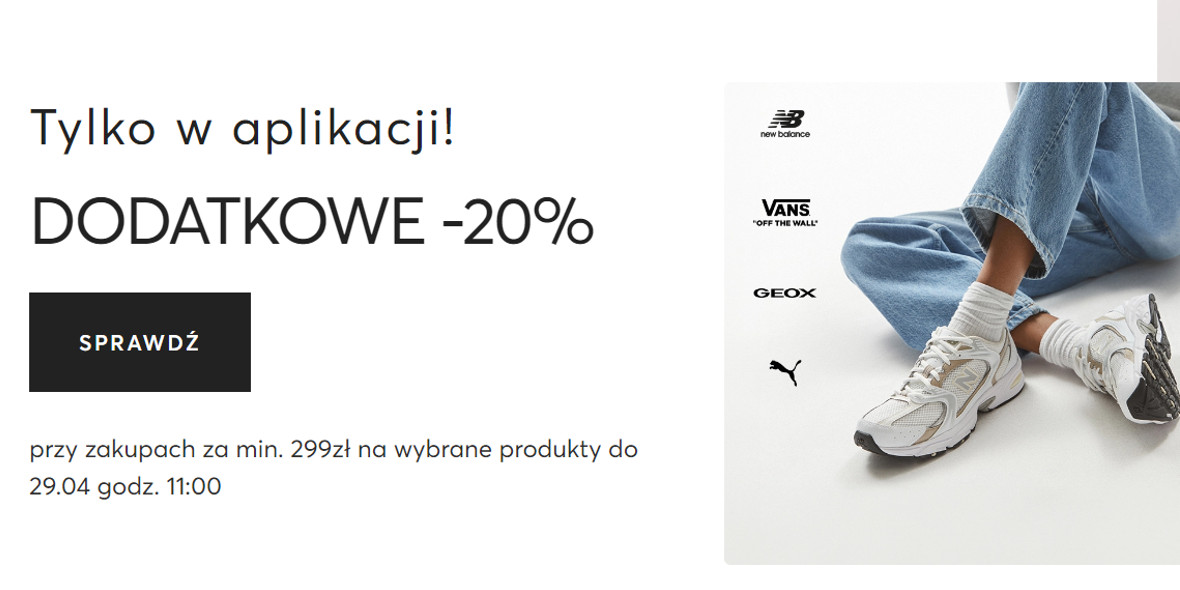 eobuwie.pl: -20% ekstra przy zakupach za min. 299 zł 28.04.2024