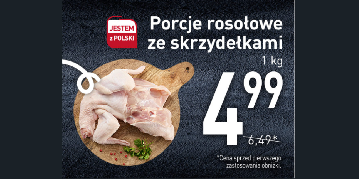 Stokrotka Supermarket: 4,99 zł za porcje rosołowe ze skrzydełkami 23.11.2023
