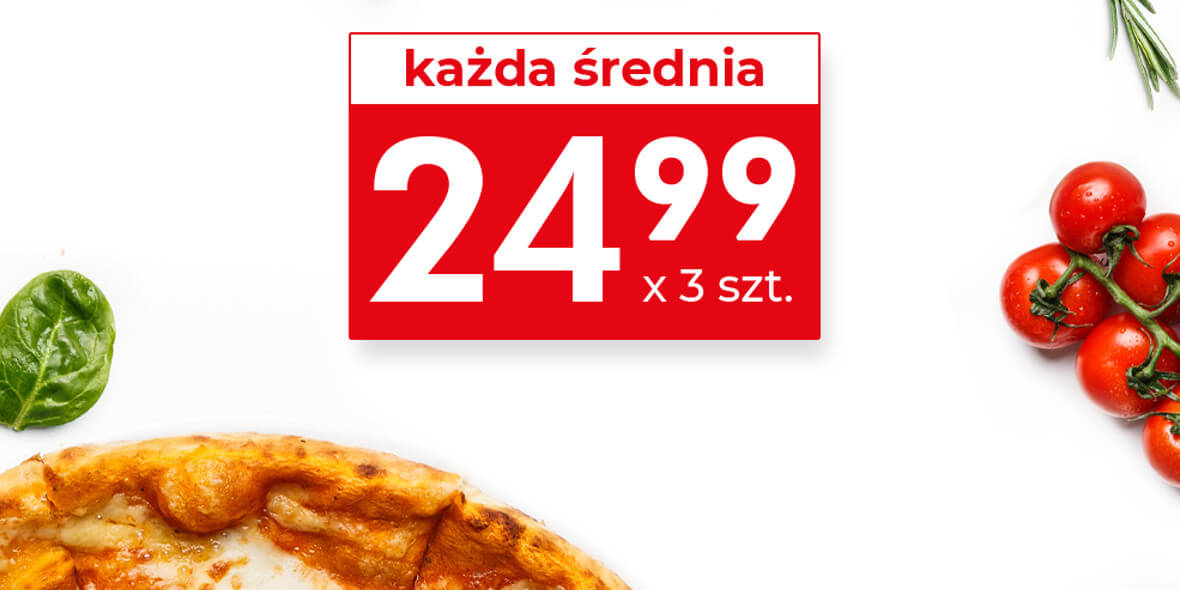 Telepizza: 24,99 zł każda dowolna średnia pizza do 4 składników 04.02.2022