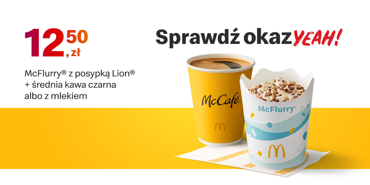 McDonald's: 12,50 zł McFlurry® waniliowe z posypką+ średnia kawa 15.05.2022