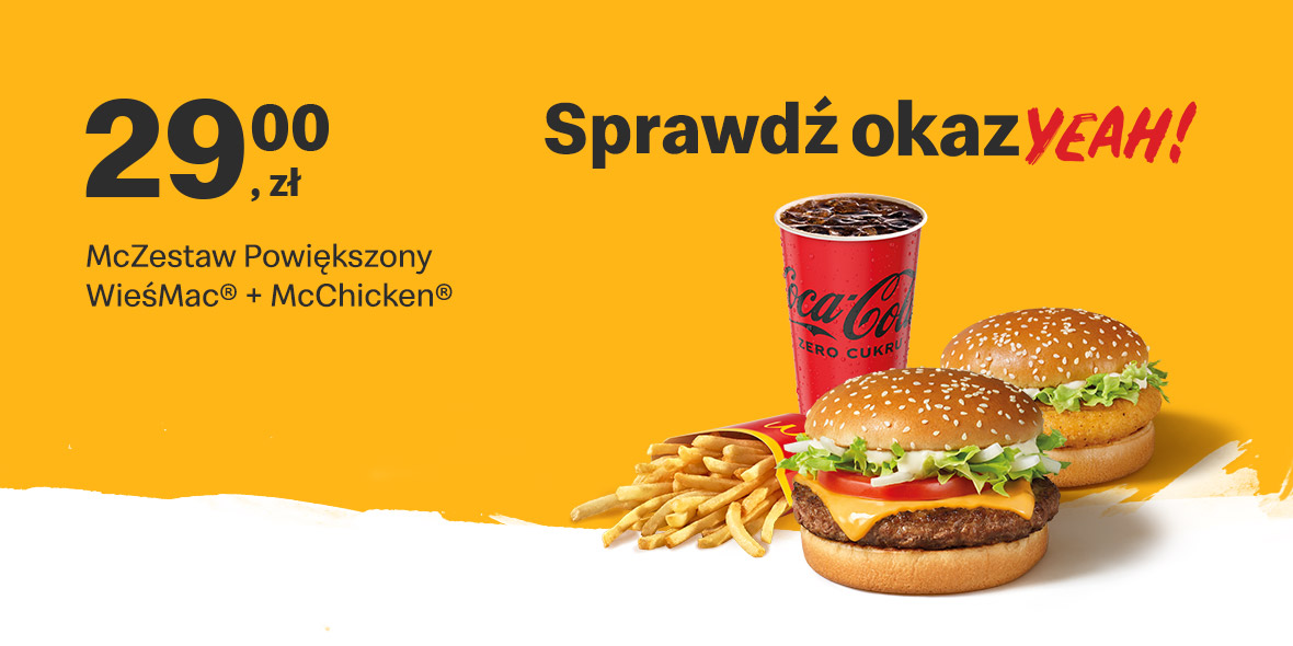 McDonald's: 29 zł 2x McZestaw Powiększony 26.01.2022
