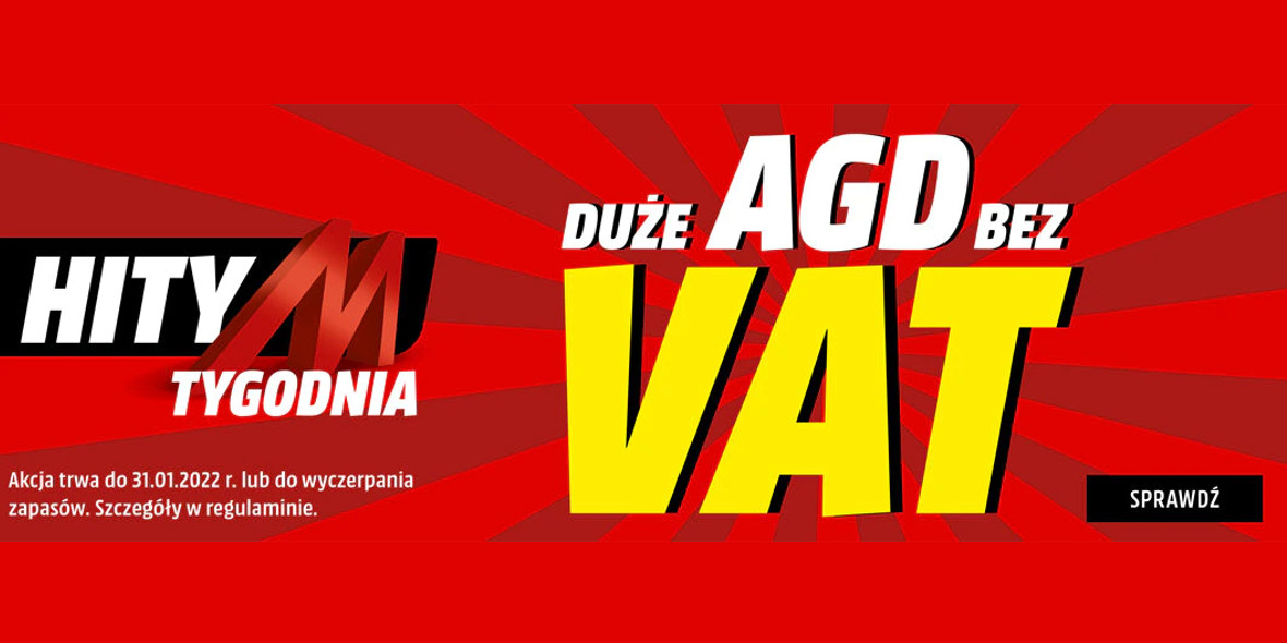 Media Markt:  Duże AGD taniej o VAT 26.01.2022