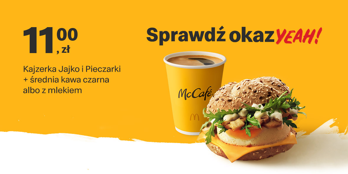 McDonald's: 11 zł Kajzerka Jajko i Pieczarki + średnia kawa 10.01.2022