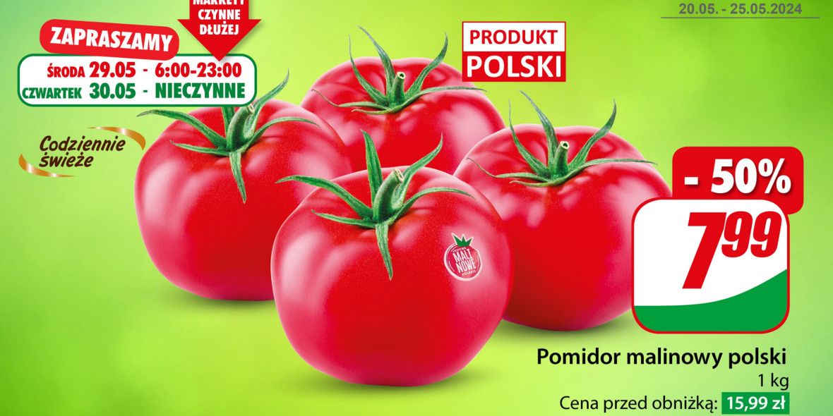 Dino: -50% na pomidor malinowy 20.05.2024