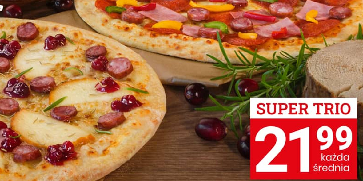 Telepizza: 21,99 zł każda średnia pizza przy zakupie trzech 01.01.0001