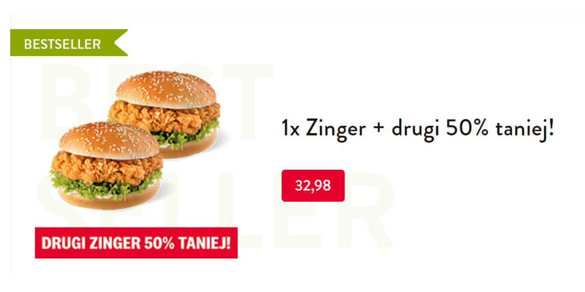 KFC: -50% na drugi Zinger