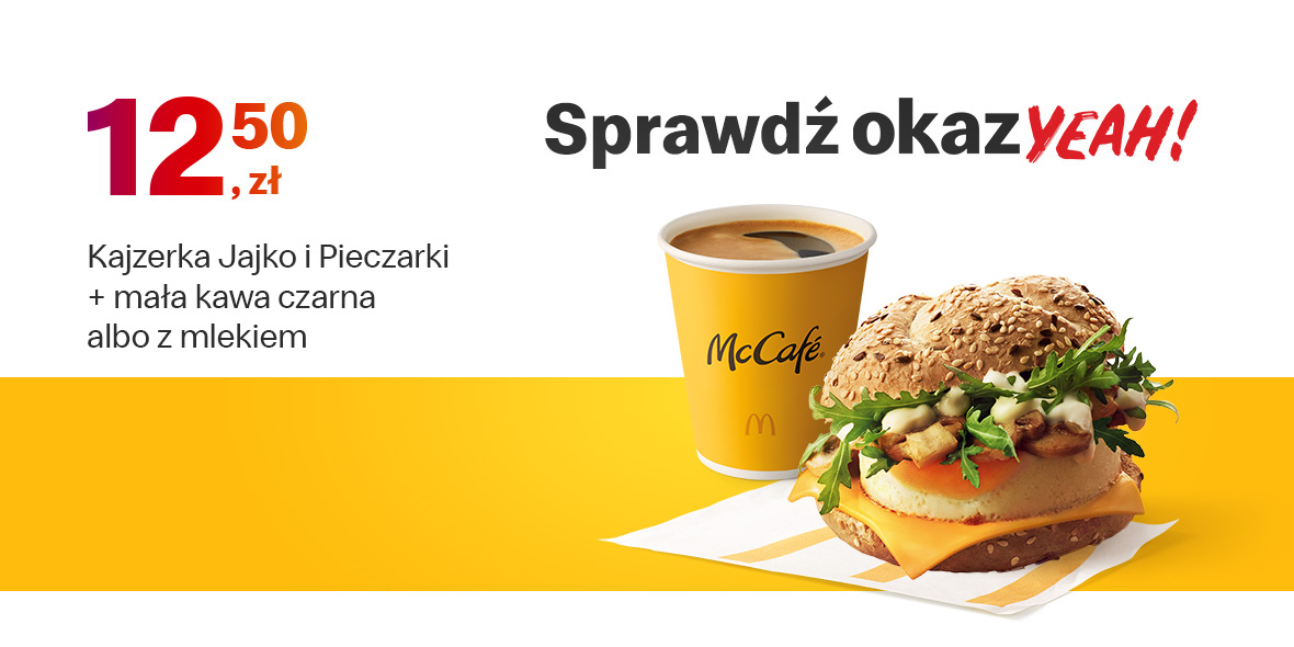 McDonald's: 12,50 zł Kajzerka Jajko i Pieczarki + średnia kawa 28.11.2022