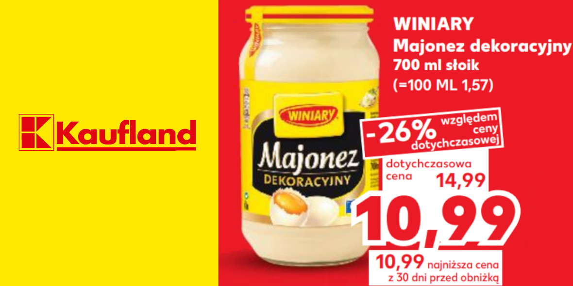 Kaufland: -26% na majonez dekoracyjny WINIARY 700 ml słoik 16.03.2023
