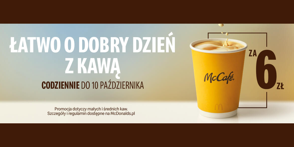 McDonald's: 6 zł za kawę w McDonald's 07.09.2023