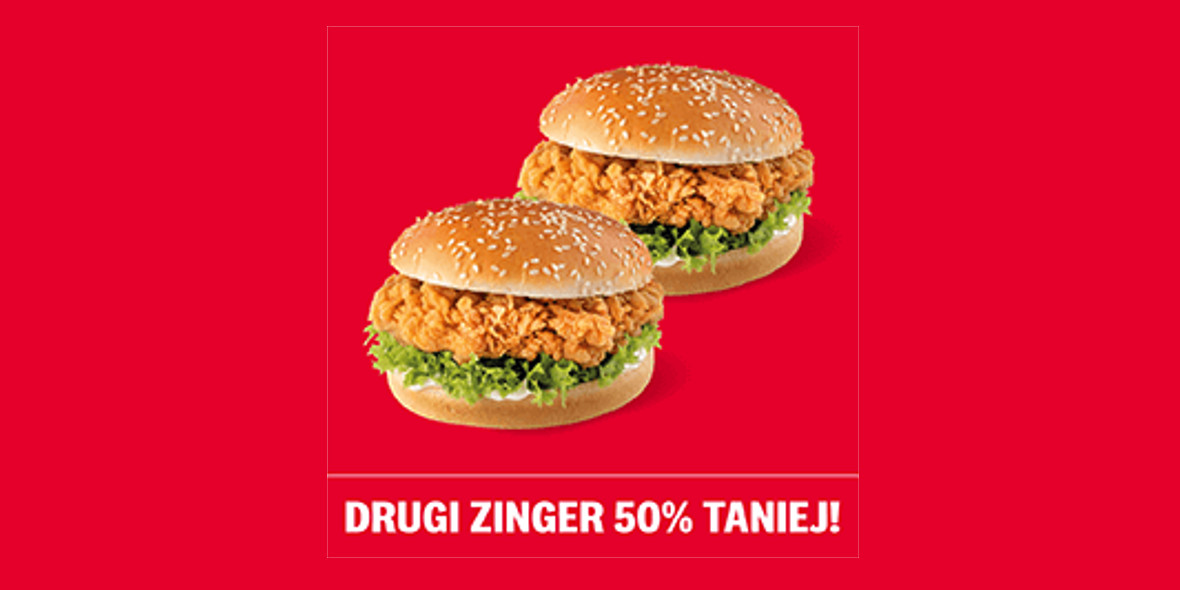 KFC: -50% na drugiego Zingera 18.04.2023