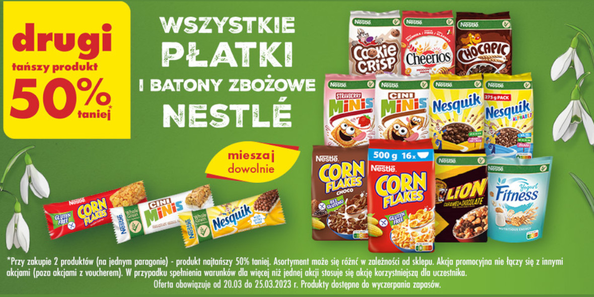 Biedronka: -50% na wszystkie płatki i batony zbożowe Nestlé 20.03.2023